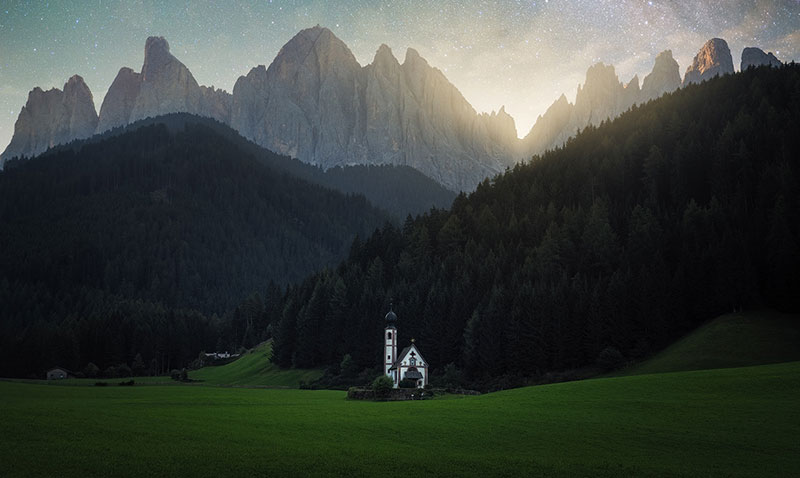 church in scenic setting
